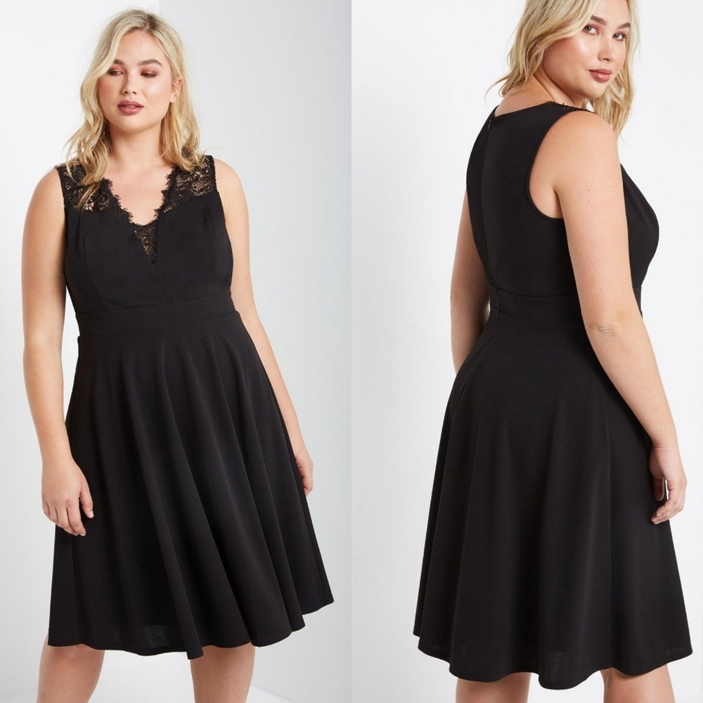 LAST ONE!! Lace Up Sleeveless V Neck Fit and Flare Dress